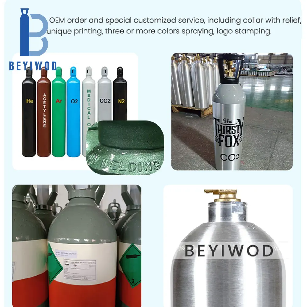 Green Color Small 8 Liters 150 Bar Seamless Steel Oxygen Cylinder for Hospital Home