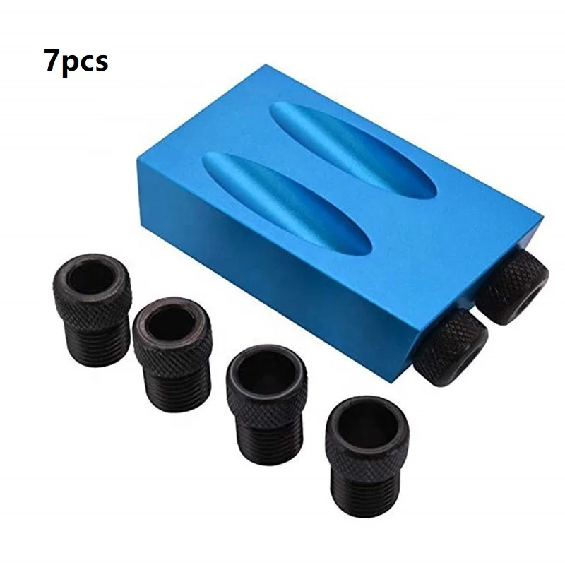 Woodworking Tools Pocket Oblique hole locator Drill Bits 15 Degree Angle Drill Guide Set Hole Puncher Pocket Hole Jig