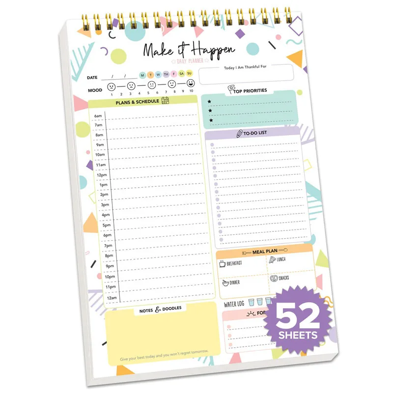 New Arrival A5 Custom To Do List Notepad Journal Organizer agenda noteBook 60 weeks yearly Notebook Weekly Diary Planner