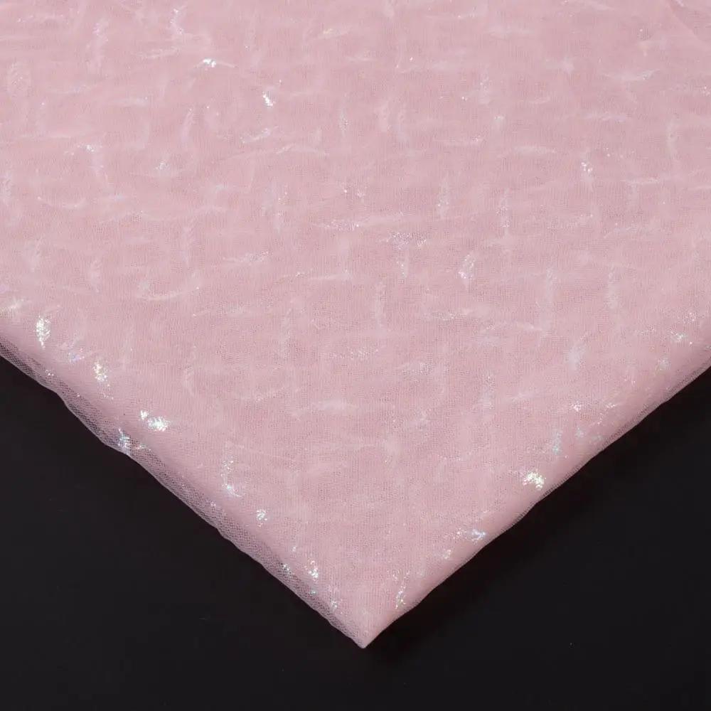 Bridal Illusion Rainbow Colored Shiny Sequin with Stars Wedding Dress Lace Tulle Fabric 100% Polyester Plain Tulle Mesh Knitted