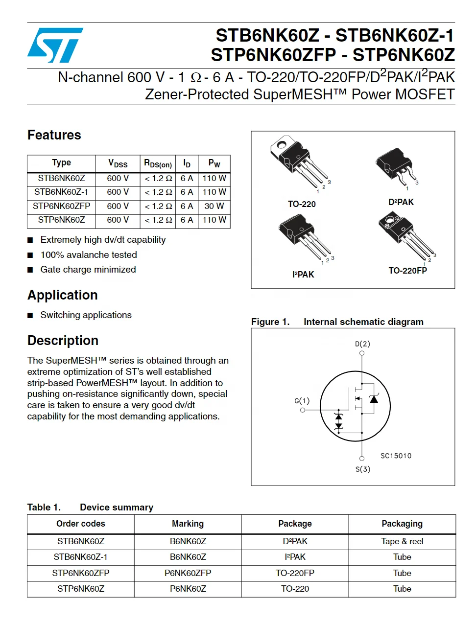 E-TAG STP6NK60ZFP MOSFET N-CH 600V 6A TO220FP Integrated circuit Electronic components IC STP6NK60ZFP