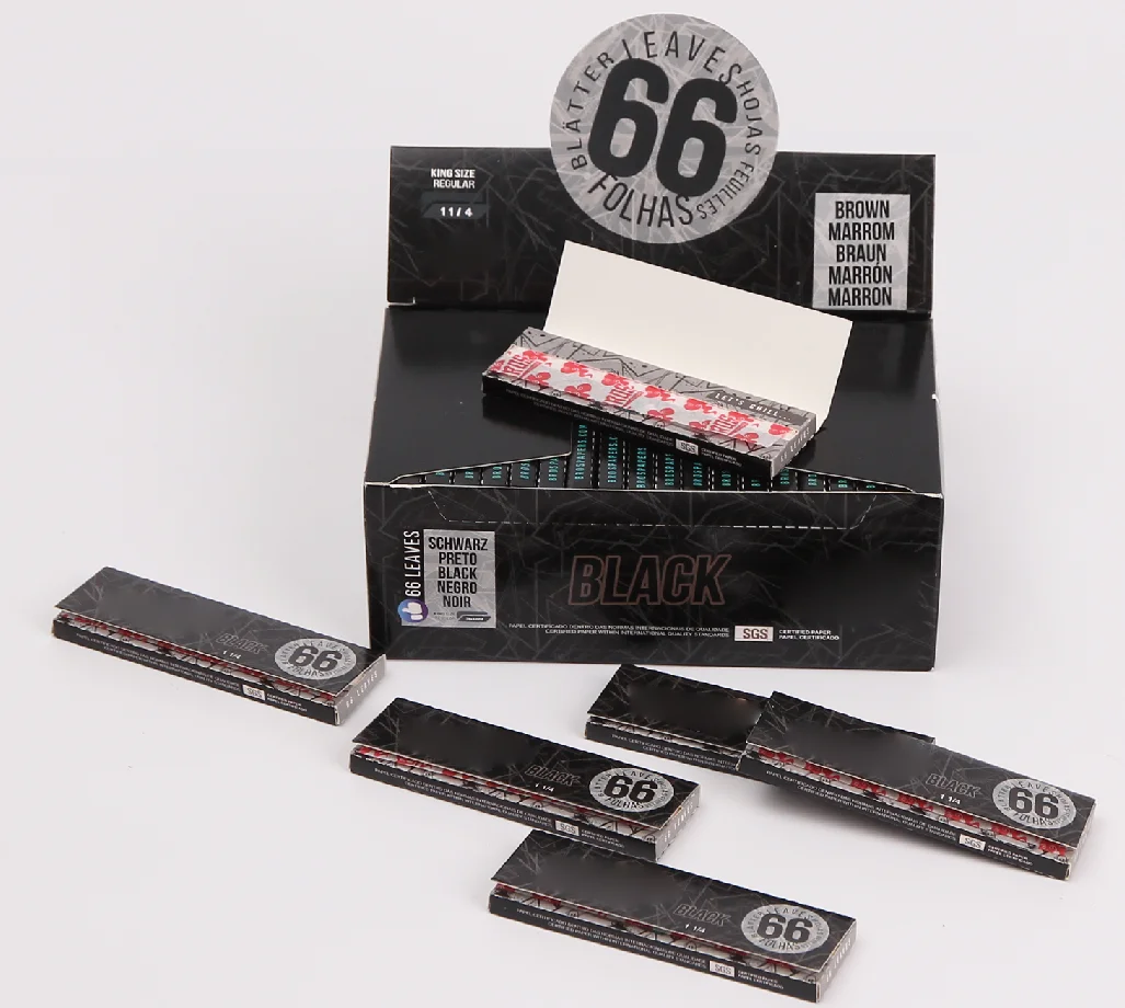 2022 66 black rolling paper smoking paper 1 1/4