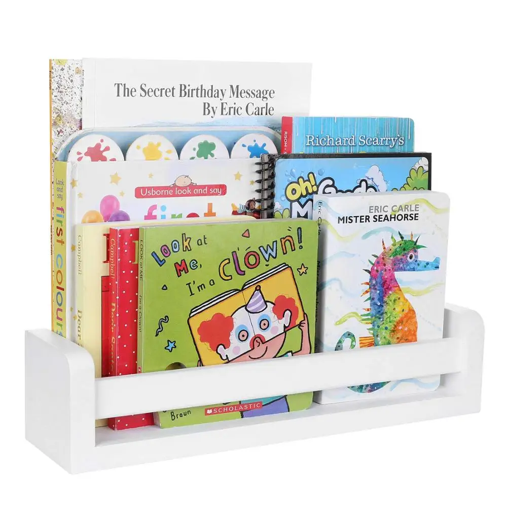 
White Book Shelves Nursery Organizer Floating Shelves for Ledge Display 