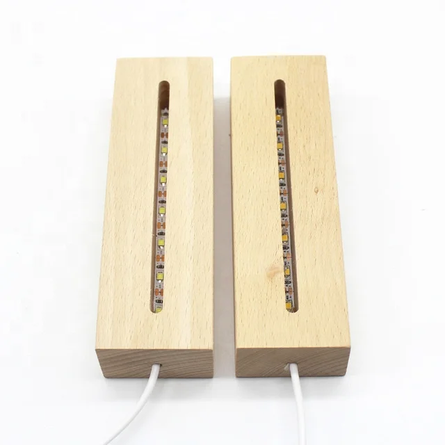 2021 Australia Hot Sale Custom LED Night Light Display Stand with Dimmer Switch Rectangle Wooden Base for Blank Acrylic Plate