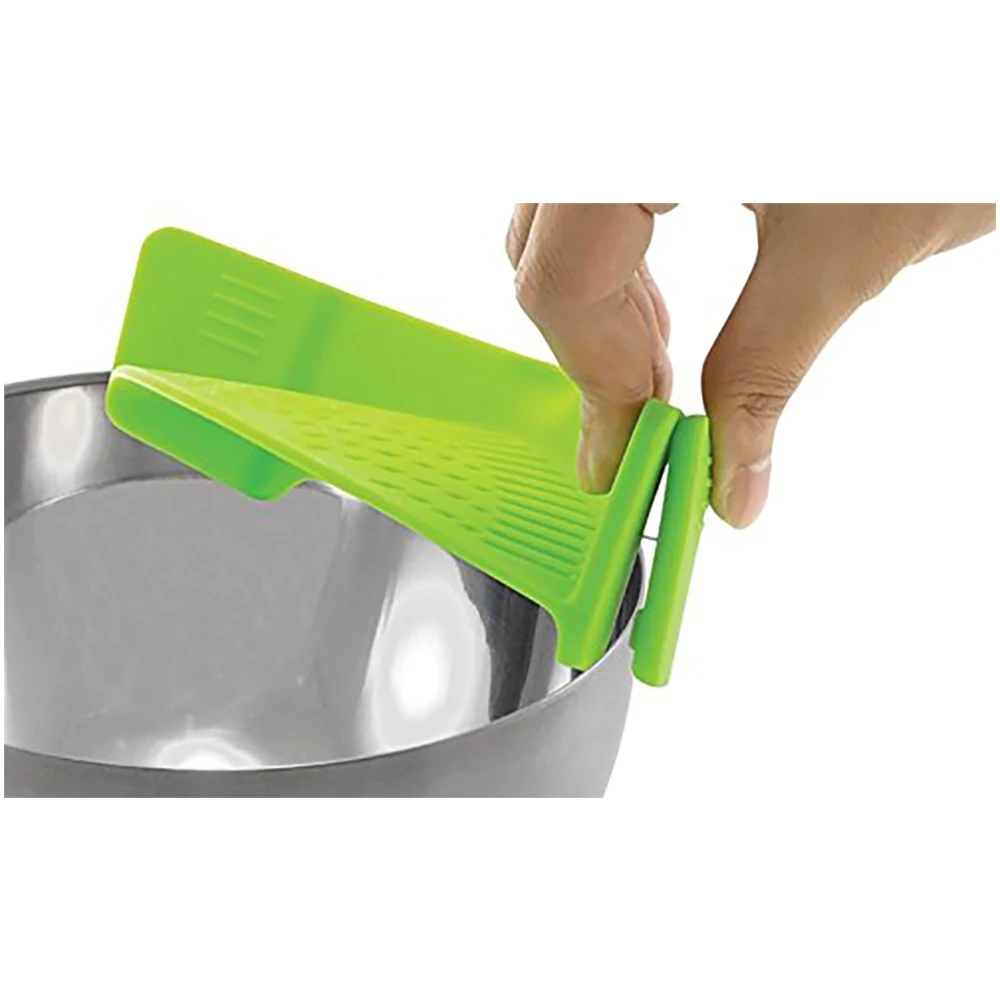 Clip On Kitchen Heat Resistant Silicone Flat Strainer For Pot