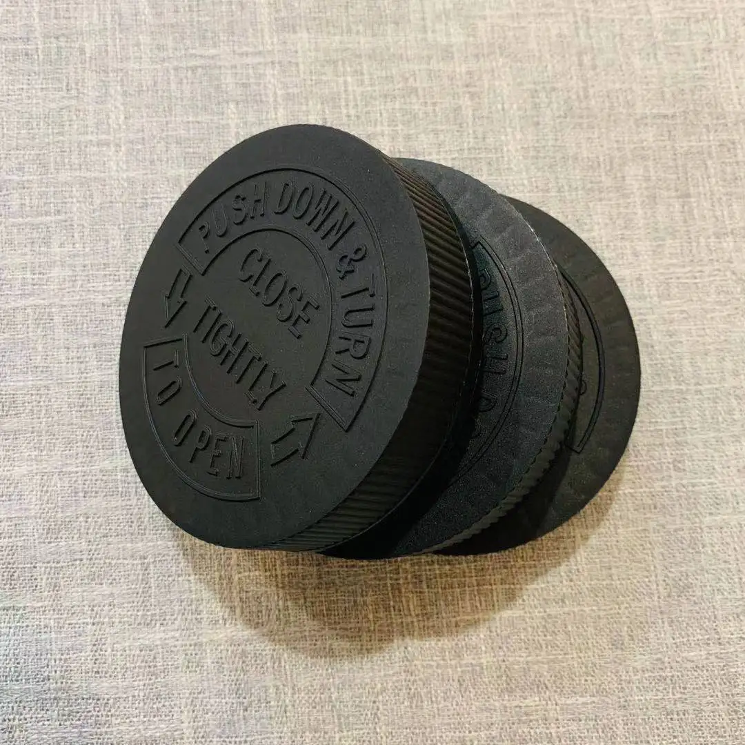 Manufacturers wholesale neck 89MM ribbed closure plastic child proof screw cap  CRC child resistance lid with Gasket for bottle