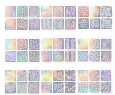 NC0658 Hot Selling 24 Patterns Design Laser Nail Stencil 3D Sticker Hollow Nail Art Decals Decoration Accessories