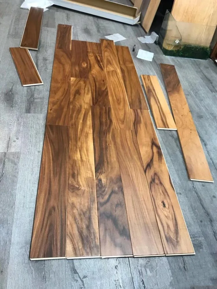 short leaf hand scraped golden color acacia engineered hardwood flooring
