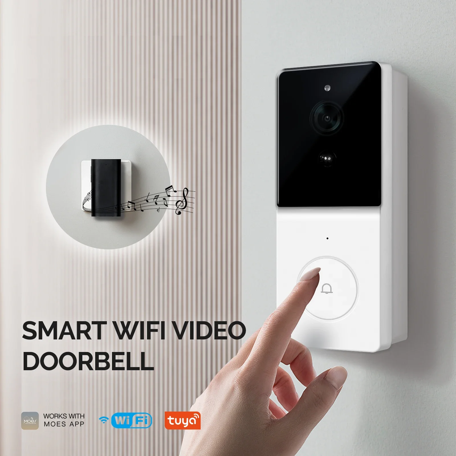 MOES Tuya 1080P смарт-Wi-Fi видео дверной звонок камера беспроводной двухсторонней аудиодомофон ночного видения с 64 ГБ SD-карта домашней безопасности