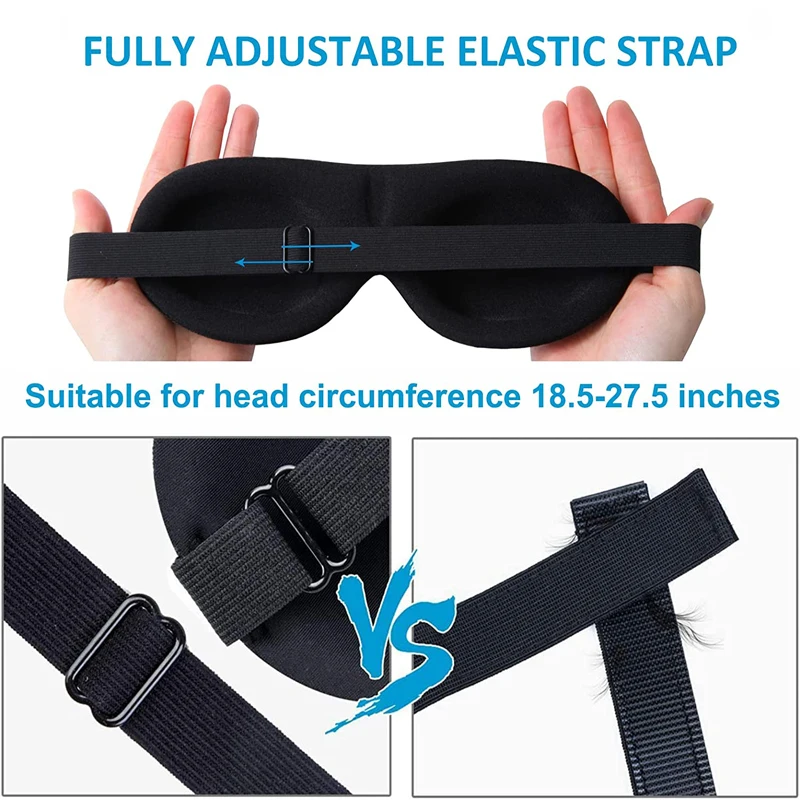 3D Contoured 100% Blackout Eye Mask For Sleeping With Adjustable Strap