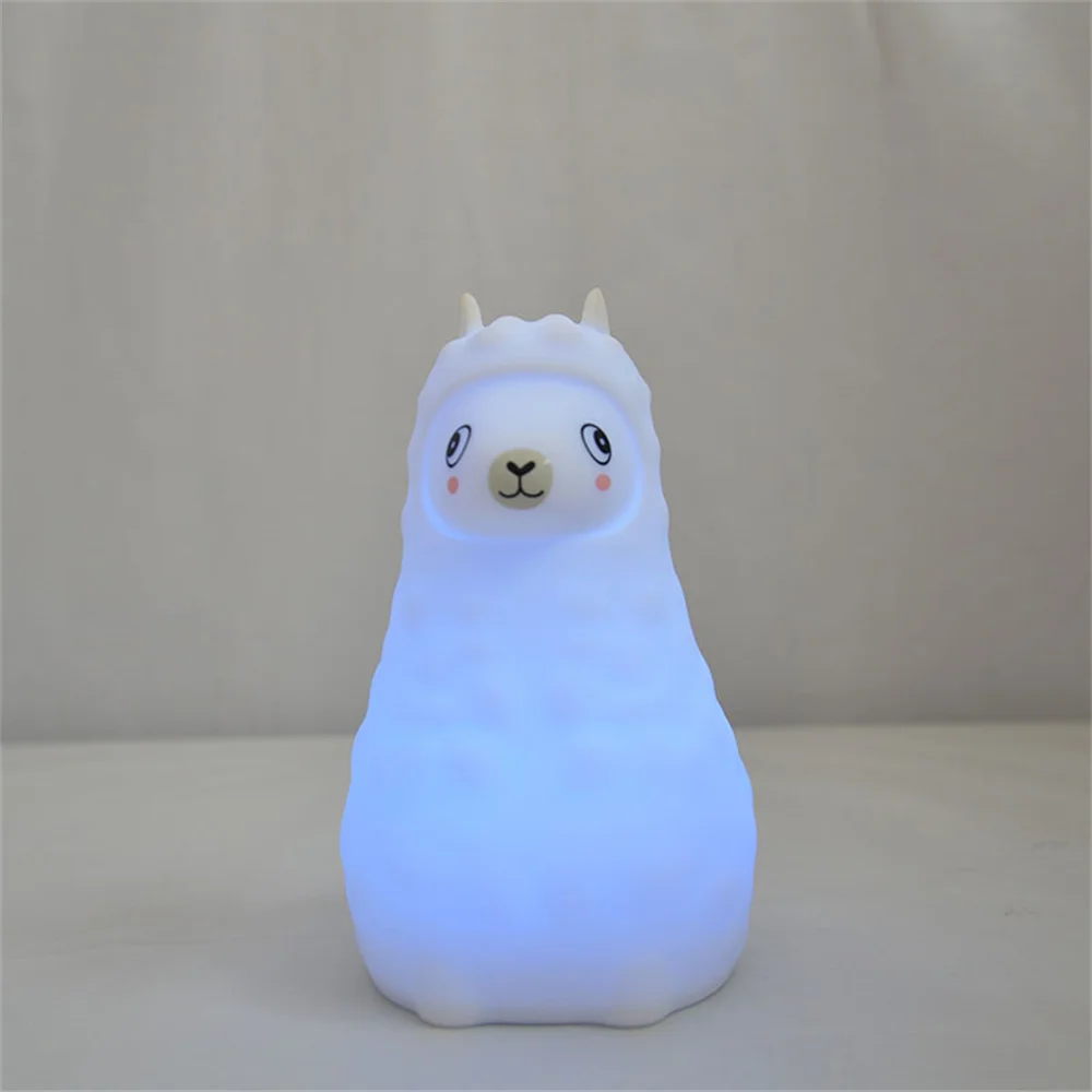 Colorful LED Silicone Animals Light Up Alpaca Soft Plush Llama Toys Night Lamp for kids