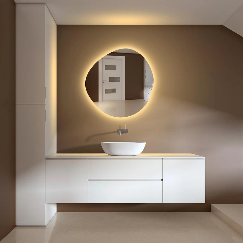 Round LED Mirror for Bathroom, Modern Decorative Mirror, LED Light,Makeup Mirror, Round Led Mirror Design, Led Vanity Mirror