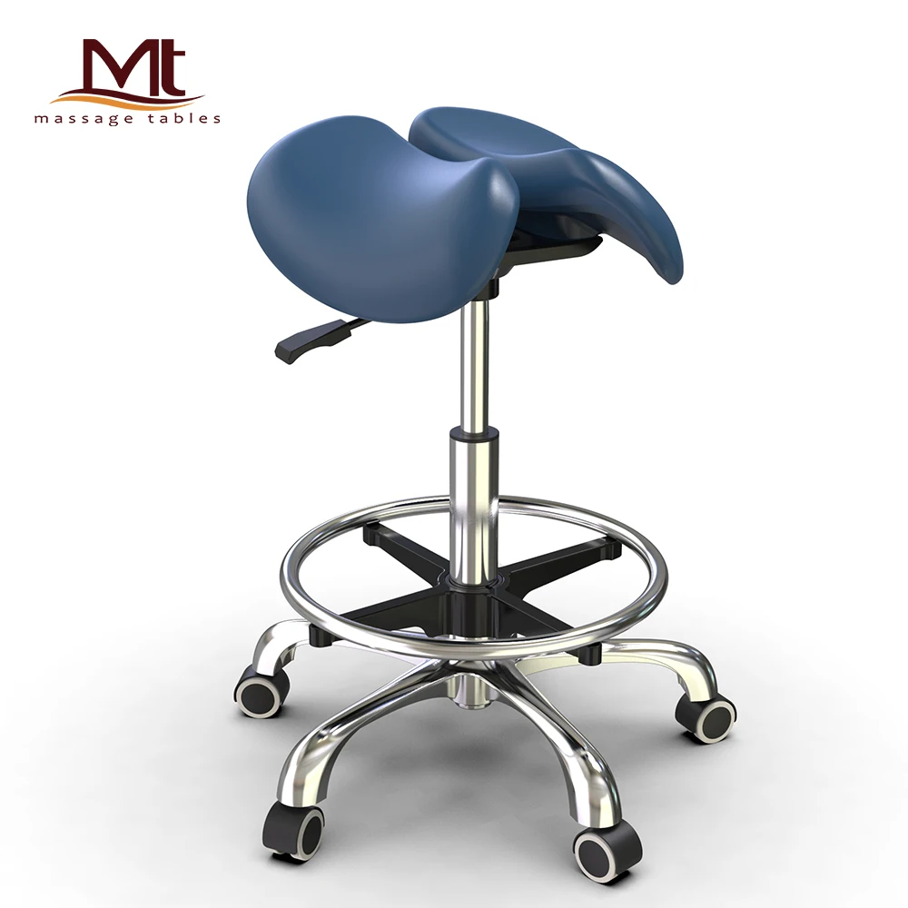 2 part saddle chair Adjustable height with backrest leather saddle chair