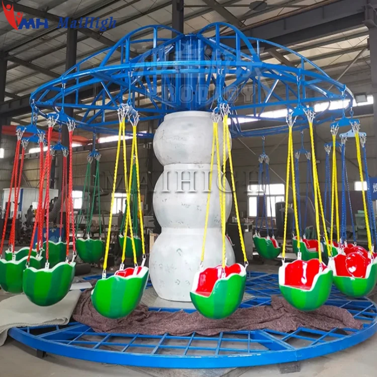 Outdoor/Indoor Garden Playhouse School Kindergarten Airport Use 16 Seats Park Rides Kids Swing Fruit Flying Chair