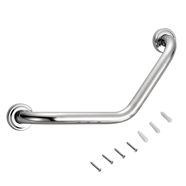 Wholesale Wall Mount Stainless Steel Concealed Shower Handle Bathroom Balance Safety Bath Angled Grab Bar