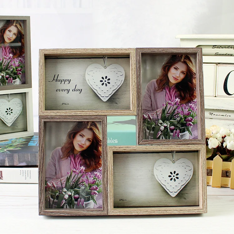 Wholesale Creative Combination 6 inch  Retro American Style Desktop Hanging Wall Splicing Photo Frame