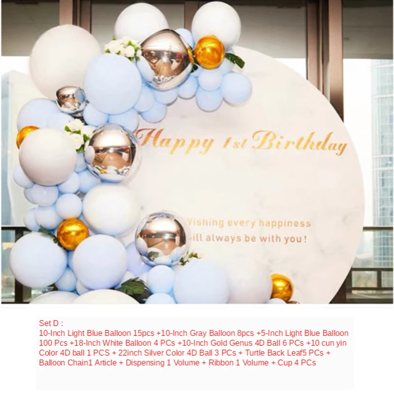 First 1st Birthday Blue Set Macaron Balloon Chain Baby Shower Decoration Boy Girl Pink Balloon Ach Kit Balloon Garland