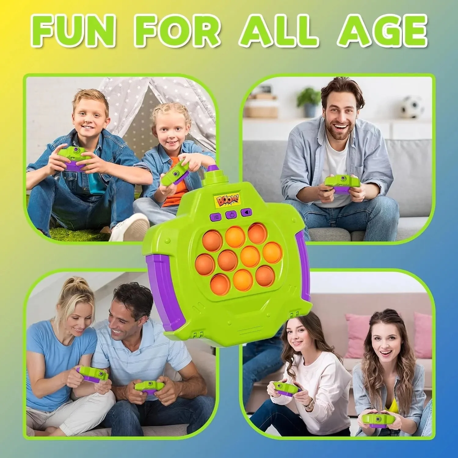 Pop Fidgets Kids Games Toys Handheld Sensory with Balloons Quick Push Game Console Bubble Stress Pop Light Up Game