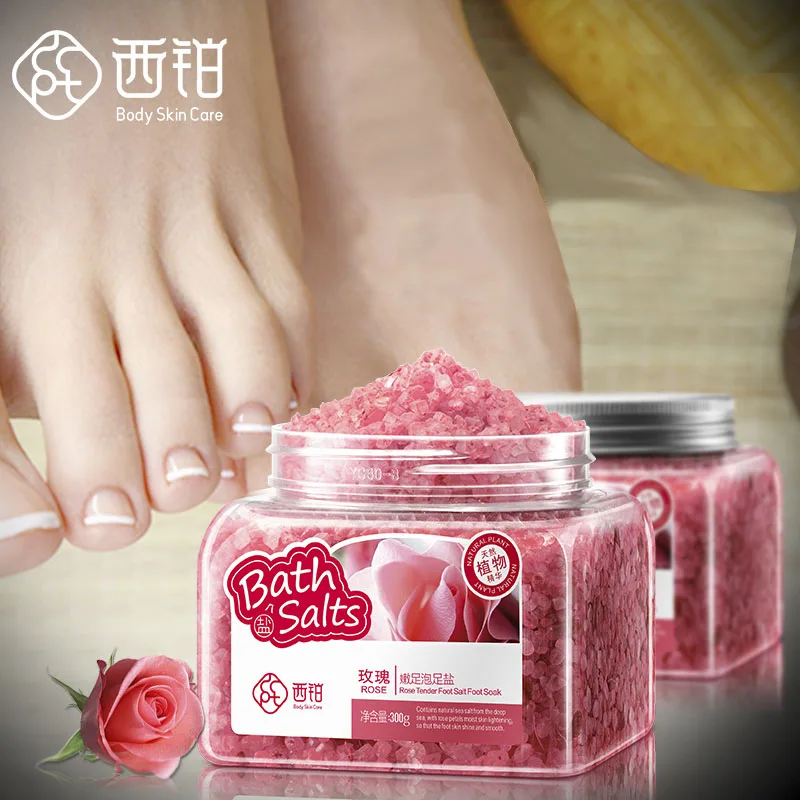 Foot Soaking Bath Salt , Private Label Wholesale Natural Organic Exfoliating Peeling Rose Genger Mineral Shower Foot Scrub
