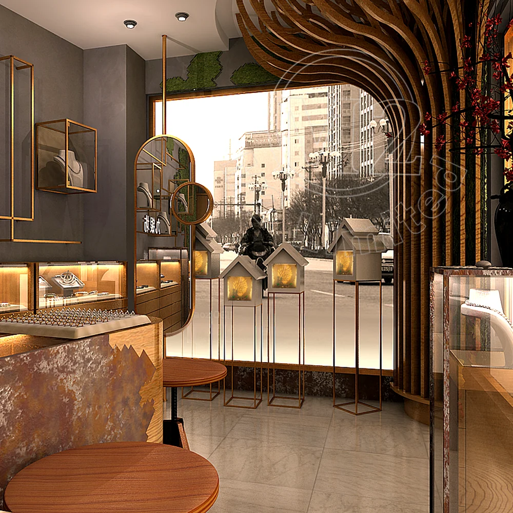 Custom Modern Retail Luxury Shopping Mall 3d Design Jewelry Store Showcases Kiosk For Sale