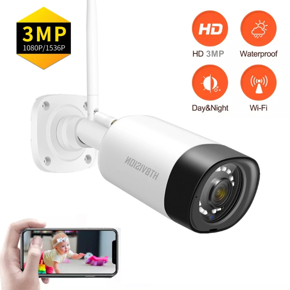 Wi-Fi IP камера 3.0MP наружная инфракрасная камера ночного видения безопасности видео наблюдение аудио и видео запись Беспроводная камера