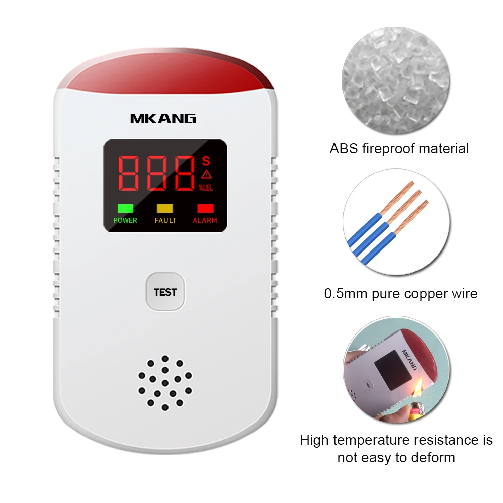 Home security gas detector Voice alarm LPG, CO, natural gas leak Smart home