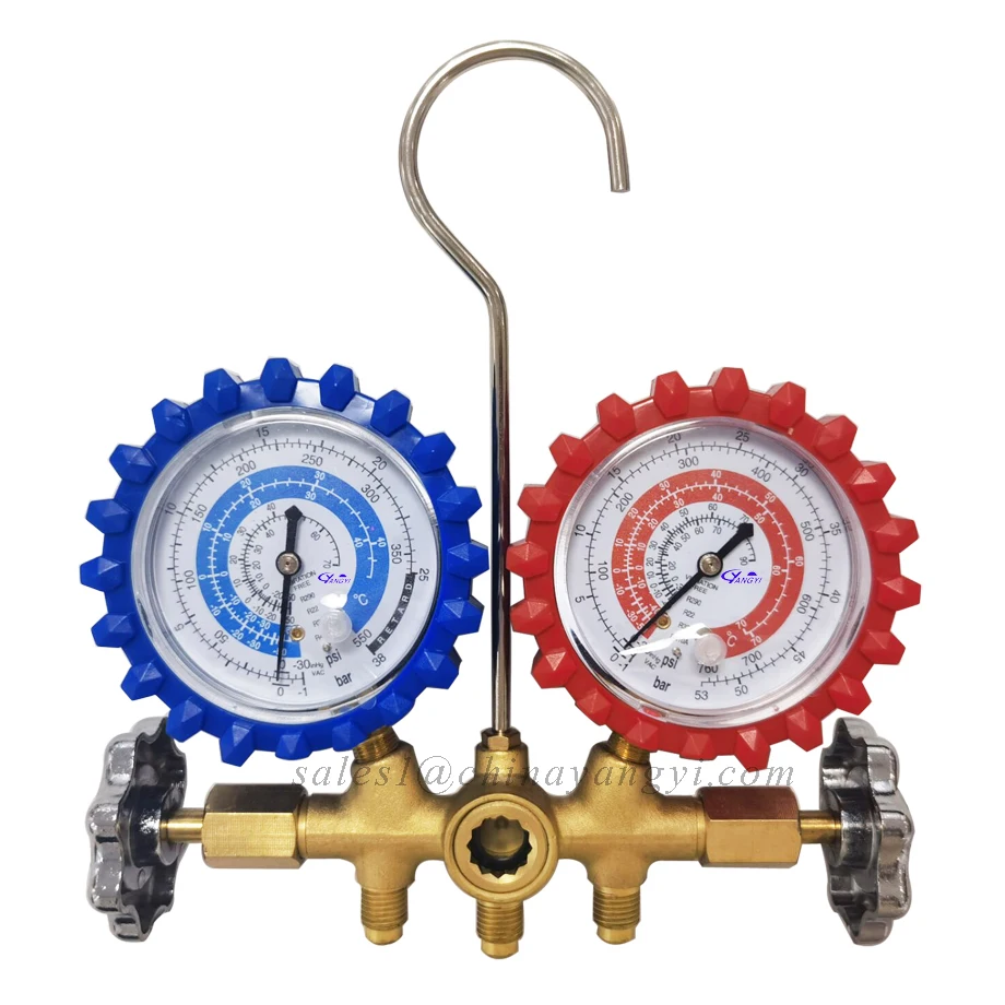 High Quality Brass Valve Manifold Gauge Set  R410A R32 R134a R22 Refrigerant Pressure Gauge Air Conditioning Repair Tools