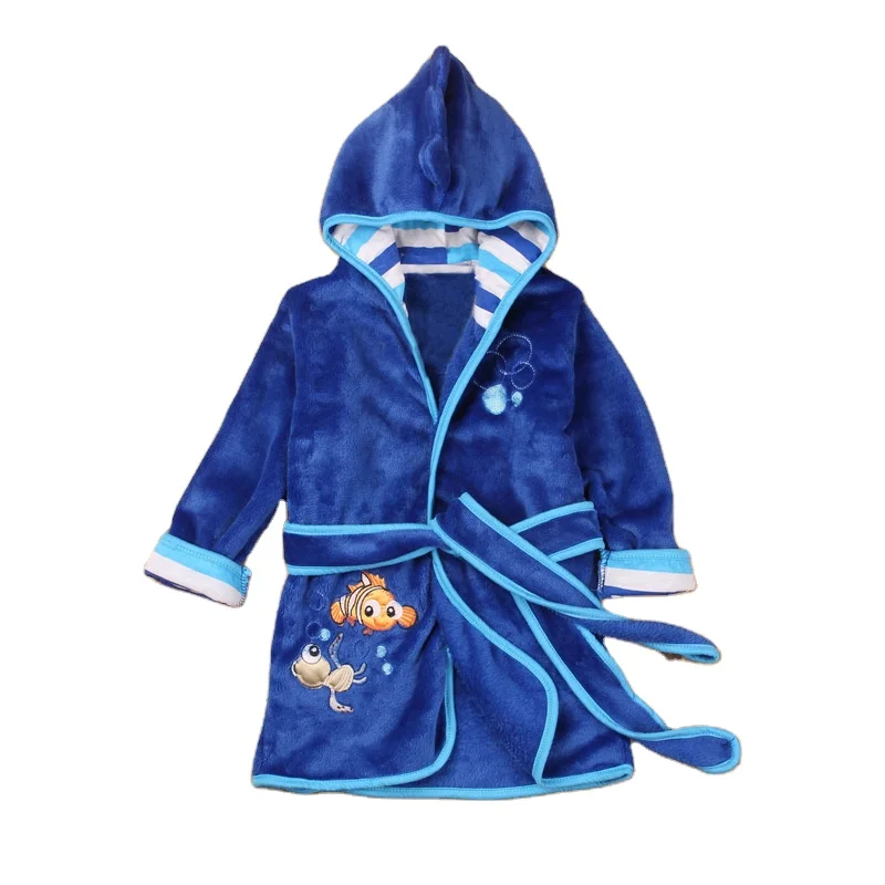 Winter new boys and girls belt cartoon home wear robe bathrobe flannel children cheap pajamas wholesale
