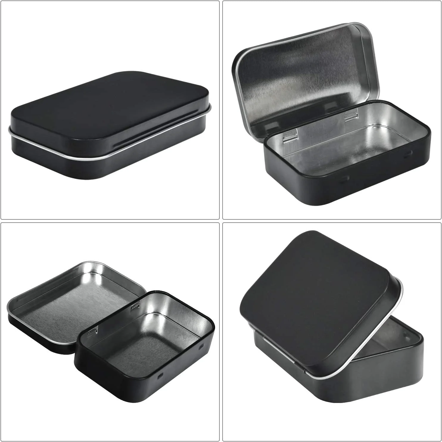 custom metal tin box hinged tin box rectangle black jewellery tin box with hinged lid