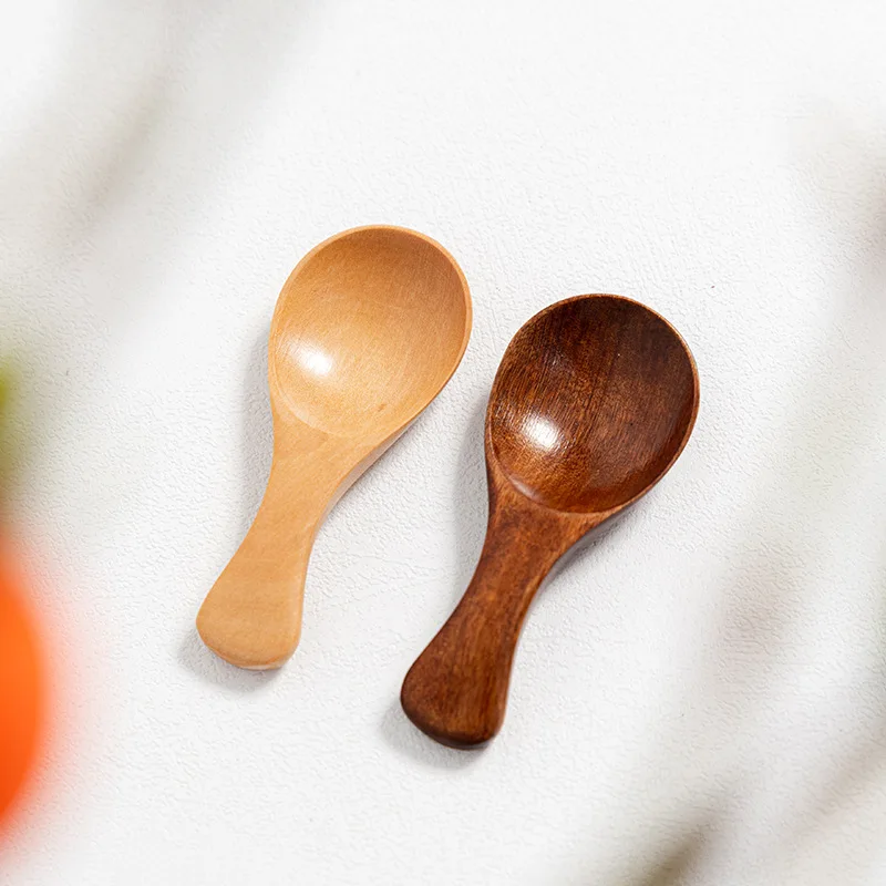Hot Selling Wholesale Wooden Short Handle Dessert Ice Cream Coffee Tea Milk Powder Jam Mini Wood Spoons