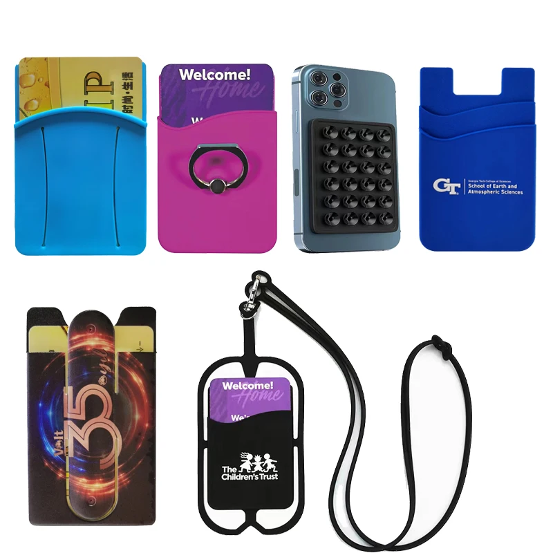 Hot Sale Silicone Phone Card Holder With Ring Stand Customized Design Available