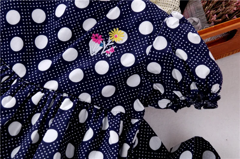 B031348 newborn baby girl dresses summer red Dot embroidery kids dresses children cotton 100 %