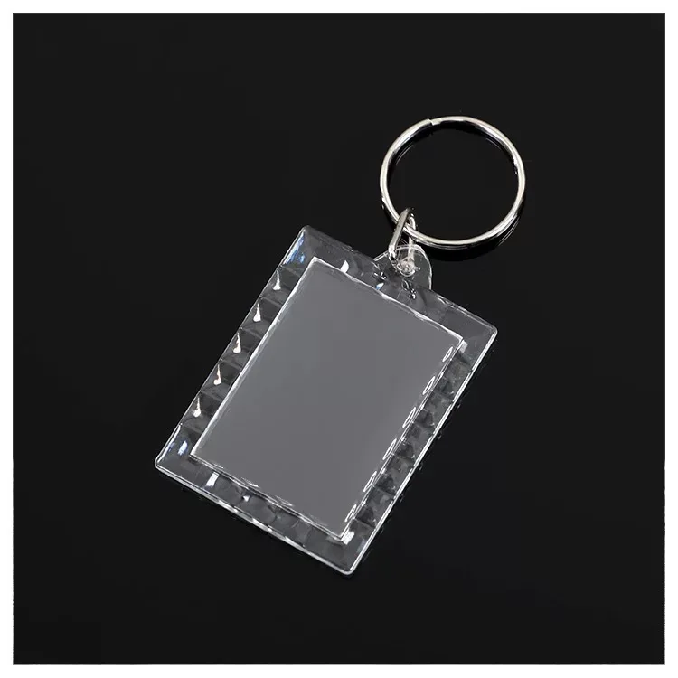 Custom Photo Viewer Plastic Keychain Transparent Zinc Alloy Customized Acrylic Logo OEM Silk Screen Printing 1 Color,2 Color