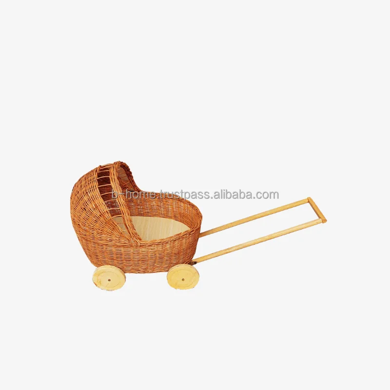 Summer Picnic Basket for Kids, Baby Doll Cabinet/ Luggage/ Cart/ Bassinet For Photo Pram, Gift, Travel, handicraft Rattan Goods