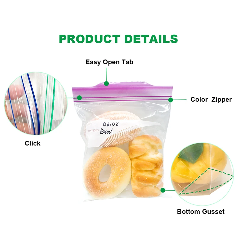 AIUDO Hot Selling Wholesale Price Transparent custom printed single ziplock bag self zip lock plastic Freezer zipper bag