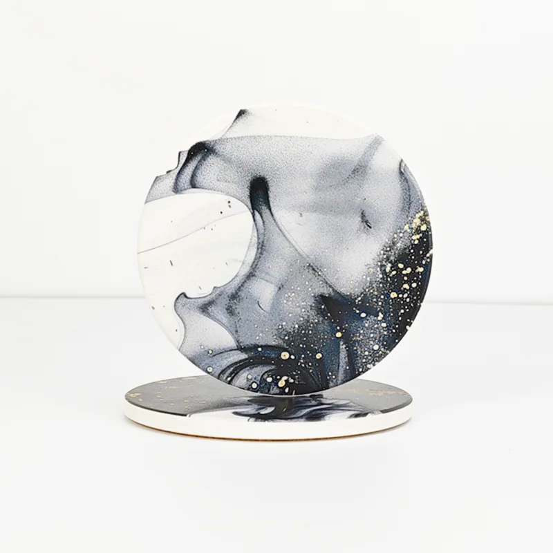 Ceramic coaster 10.3CM Round square White Blank Customized Absorbent Cork Anti slip Car Insulation Pot Mat Tea Cup