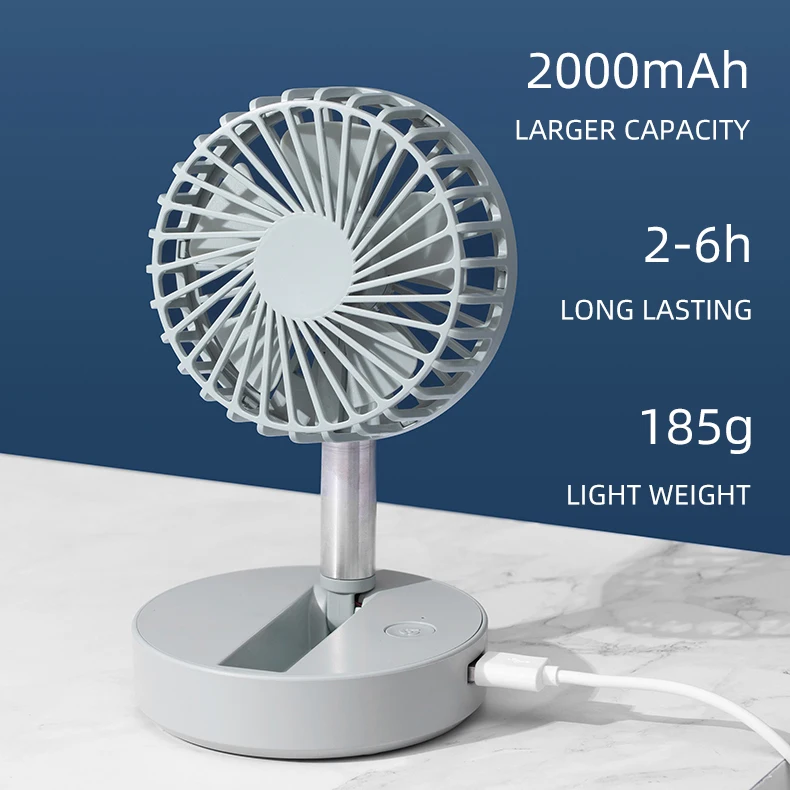 2024 New Folding Portable Desk Rechargeable Table Fans 2000mAh Emergency Power Bank Foldable Table Fan Mini Foldable Fan