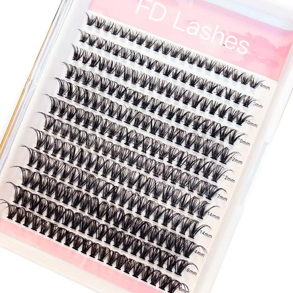 Matte Black Heat Bonded Cluster Lashes Waterproof  Strip Glue Female Makeup Professional Cosmetics Lash Brand