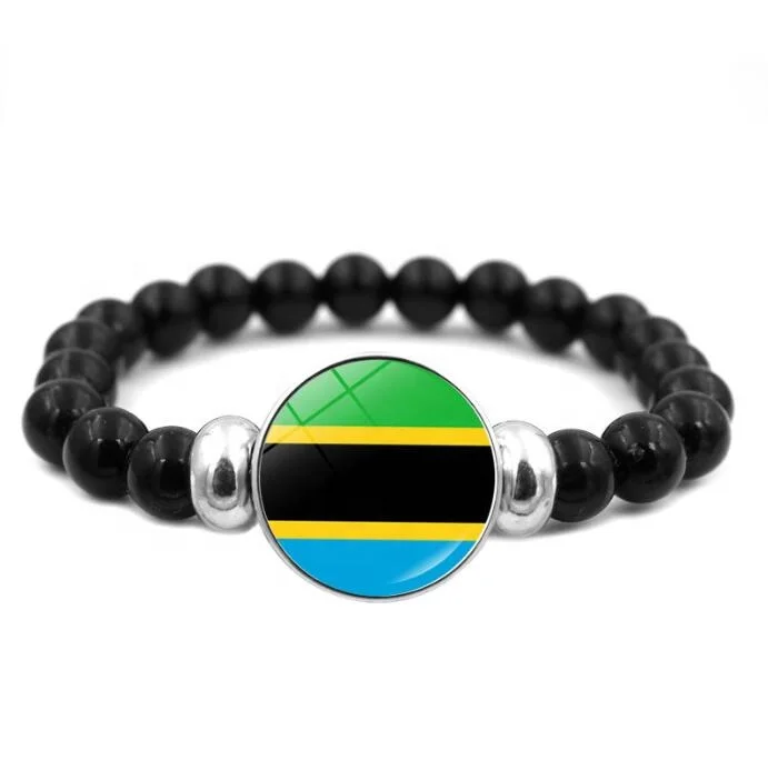 National Flag Tanzania Bracelet Elastic Rope Beaded Bracelet Travel Souvenir Gifts for Men Women