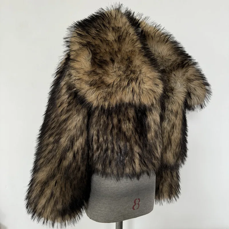 2024 Autumn Fashion Faux Fox Fur Coat Women Korea Fashion Warm Feather Coats Loose Short Outercoat Lady Party Elegant Outfits