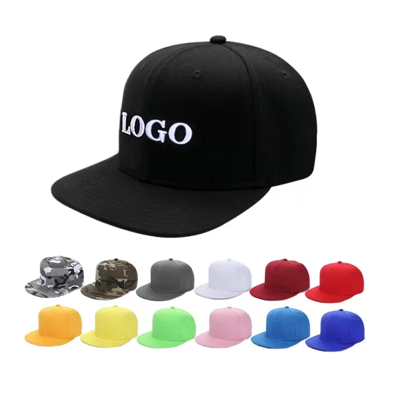 6 Panel Low Profile Custom Embroidery Unstructured Flat Bill Hats Wholesale Snapback Caps Hat
