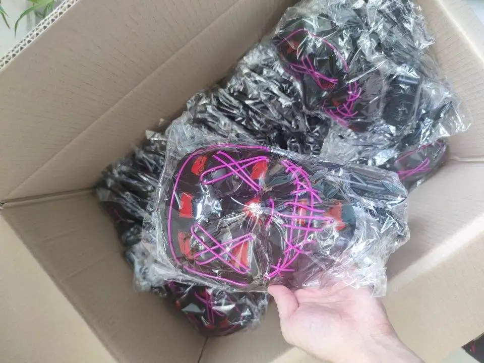2023 Hot sale halloween mask led glowing mask black V word with blood horror facepiece