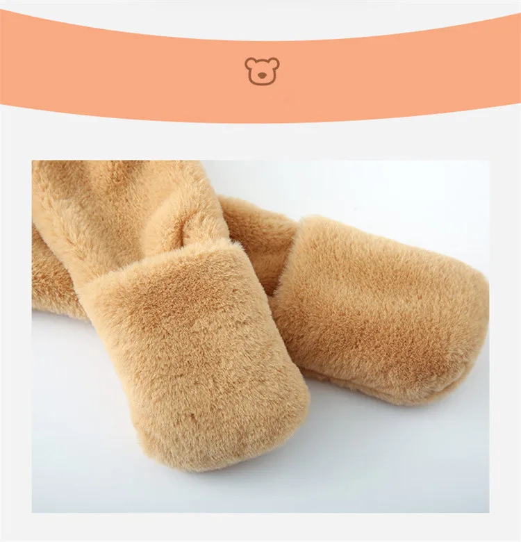 Wholesale Cute Baby Faux Fur Scarf Hat Gloves Sets Fluffy Fuzzy Plain Kids Winter Scarf Sets