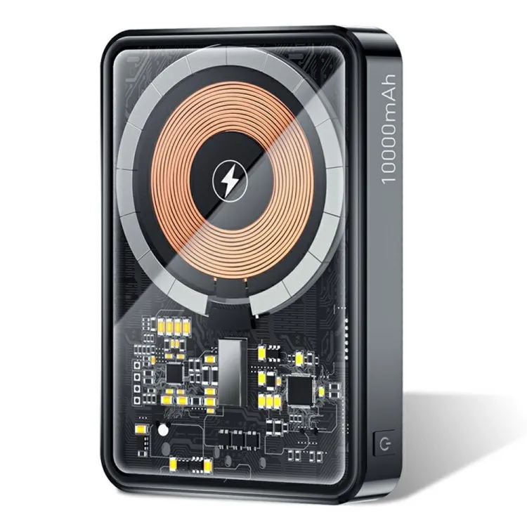 E SSAGER Прозрачный 15 Вт Магнитный внешний аккумулятор 10000 мАч, портативное зарядное устройство для телефона, беспроводной внешний аккумулятор