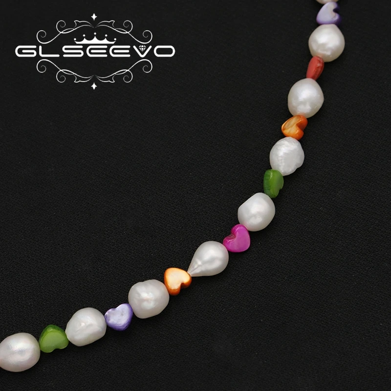 New Kawaii Colorful Artificial Stone Love Charm Necklace  Freshwater Pearl Girls 2022 Fashion Necklace Fine Jewelry