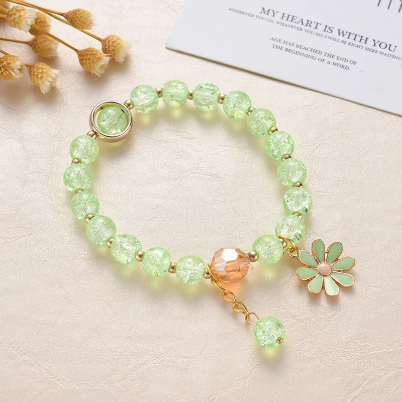  colorful sunflower crystal bead bracelet couple girl gift daisy custom new charm beads