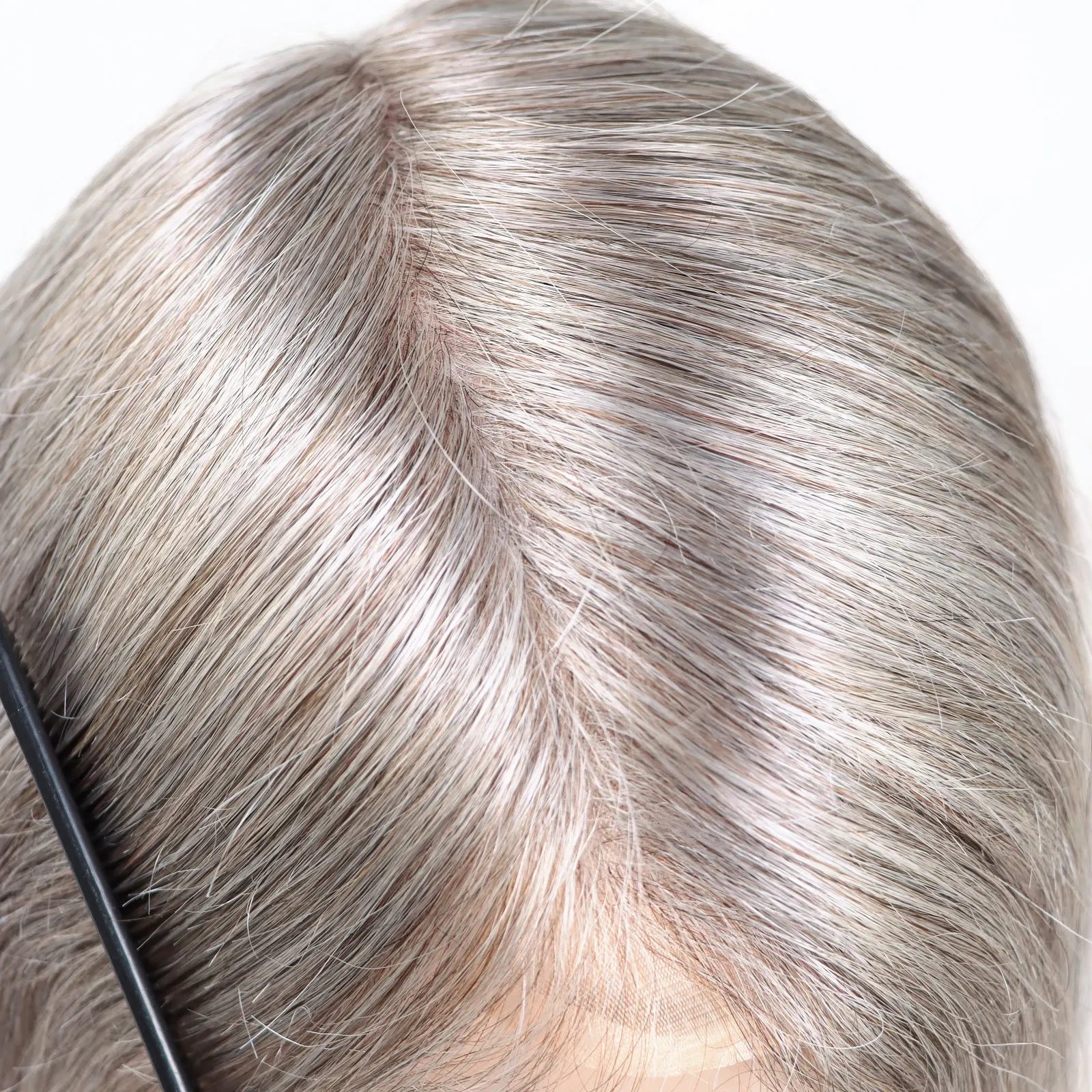 8x10inch Toupee for Men 12inch Long Remy Virgin Human Hair Wigs Mono Around Pu Base Hairpiece #7 Brown+60% Gray Hair Men Toupee