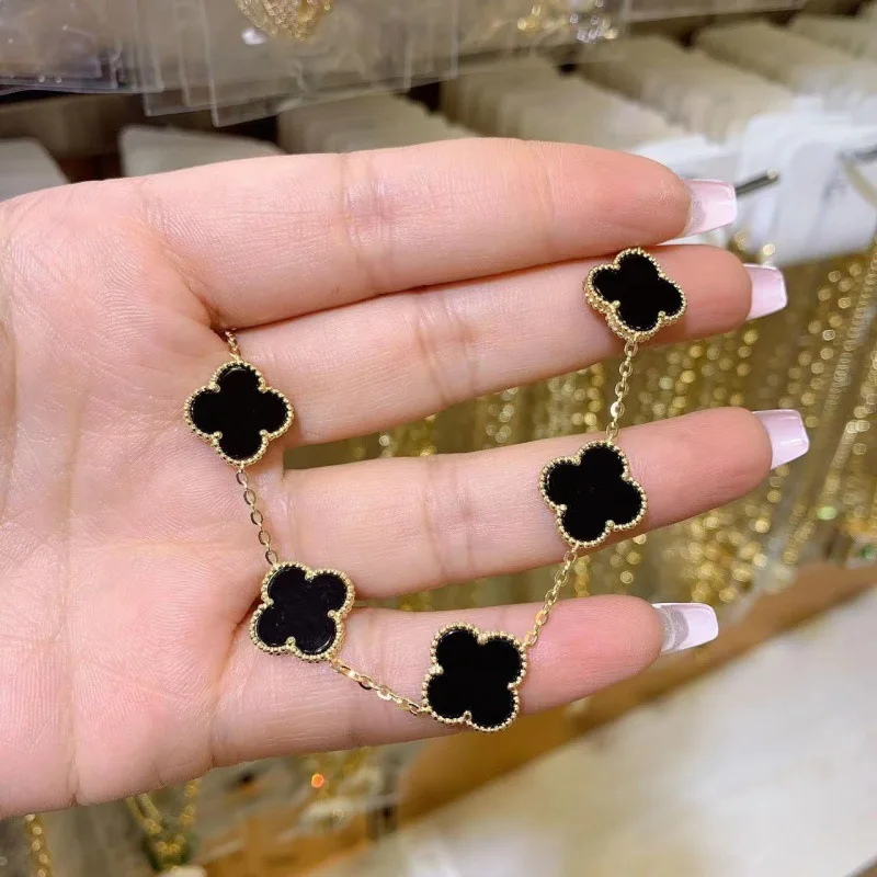 15MM four-leaf clover five-flower bracelet for women 18K gold-plated double-sided bracelet