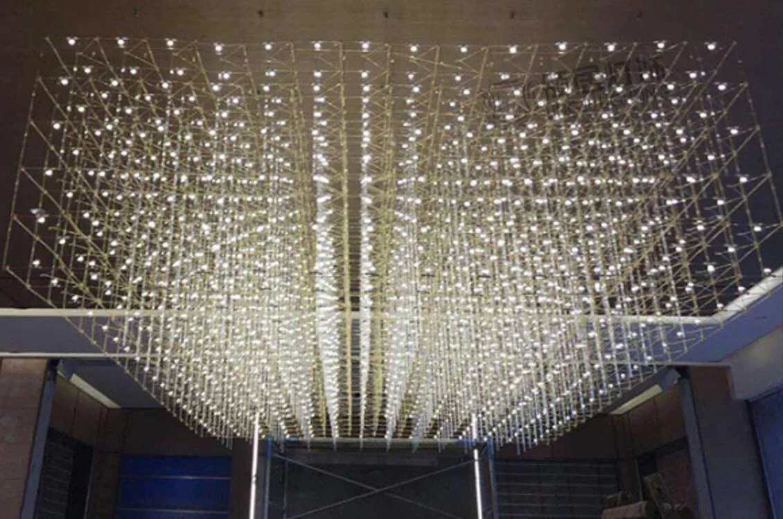 unusual modern  big LED square star chandelier for hotel lobby ceiling light