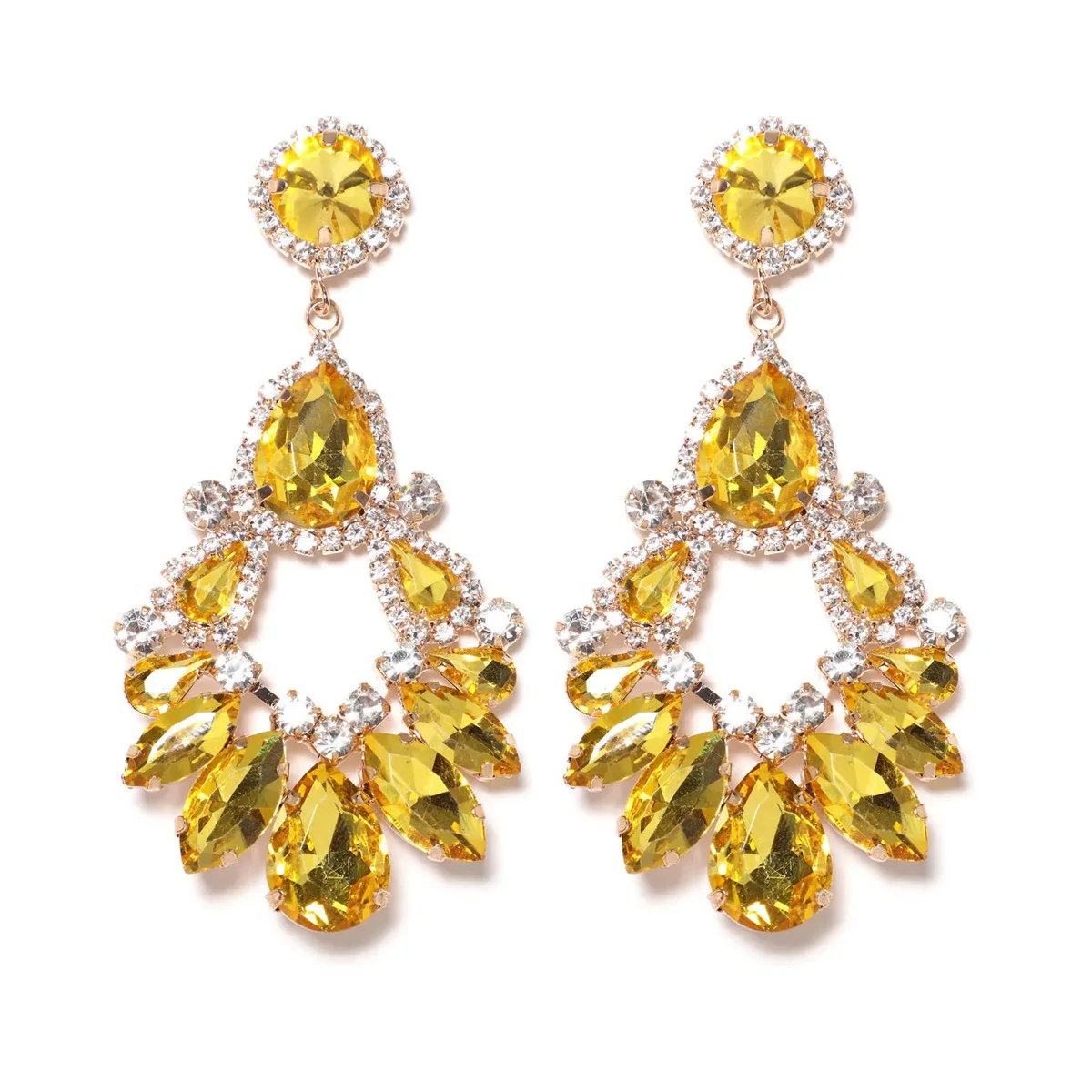 Kaimei 2023 Earring Fashion Jewelry 2023 New Rhinestone Earrings Exaggerated Luxury Water Drop Topaz Crystal Dangle Earrings